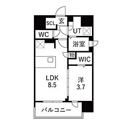 ファステート大阪グラッシュ 1LDKの間取図画像