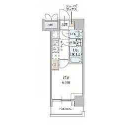 プランドール新北野 1Kの間取図画像