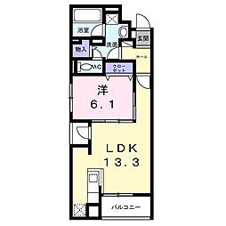 クレシエンテ ひばり 1LDKの間取図画像