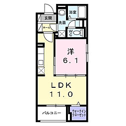 クレシエンテ ひばり 1LDKの間取図画像