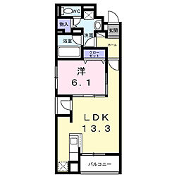 クレシエンテ ひばり 1LDKの間取図画像