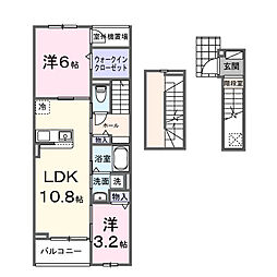 グラン・メゾン飛田B 2LDKの間取図画像