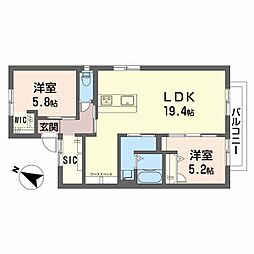 サクスィード21B 2LDKの間取図画像