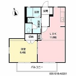 バリュージュ恒久壱番館 1LDKの間取図画像