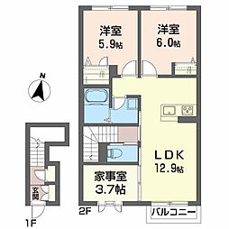 さくらフルール1 2SLDKの間取図画像