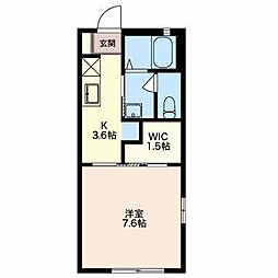ヴィラ・エトワールA 1Kの間取図画像