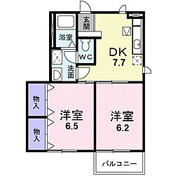 エトワールパルクウエスト 2DKの間取図画像
