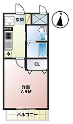 KT2nd 1Kの間取図画像