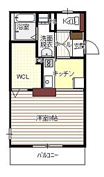 カーサ・ボヌール 1Kの間取図画像
