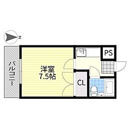 コーポコーベル2 1Kの間取図画像