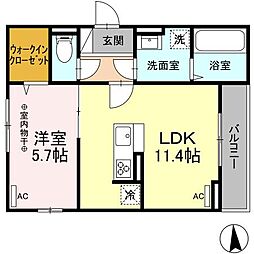D-ROOMMIYAMACHI3 1LDKの間取図画像