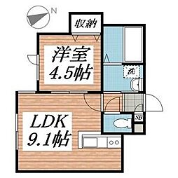 フレア新富 1LDKの間取図画像