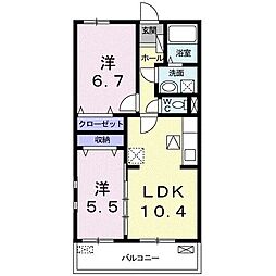 フィオーレ伴 2LDKの間取図画像