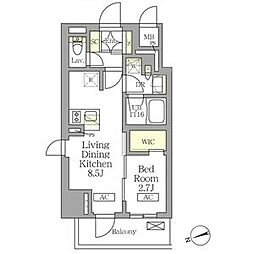 テラス北千住 1LDKの間取図画像