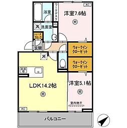 Nest Piece 原町 2LDKの間取図画像