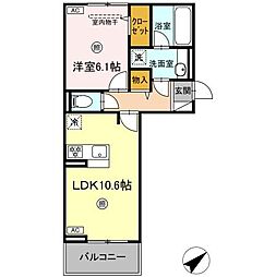 Nest Piece 原町 1LDKの間取図画像