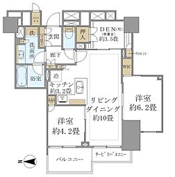 ブリリアタワー上野池之端 2LDKの間取図画像