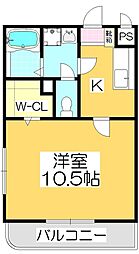 マリベールHIRO 1Kの間取図画像