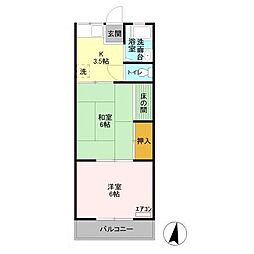 リカーハイツ 2Kの間取図画像