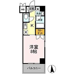 マインズ3 1Kの間取図画像