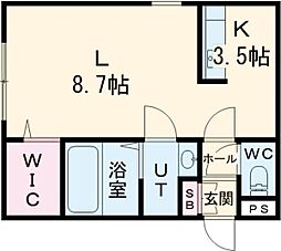 桜ハイツ相生 1Kの間取図画像