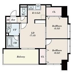 サムティ佐賀駅前Serena 2LDKの間取図画像