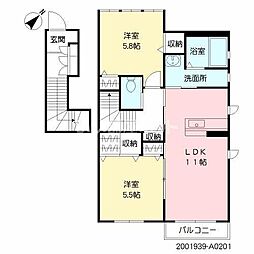RiviereJigyo 2LDKの間取図画像