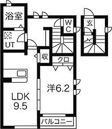 ComodoGraceB 1LDKの間取図画像