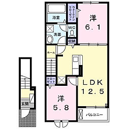 フレンド B棟 2LDKの間取図画像
