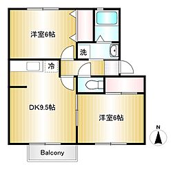 セジュールK's-2 2DKの間取図画像
