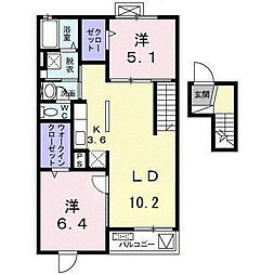 サザンウインド 2LDKの間取図画像