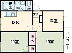カーサK2 3DKの間取図画像