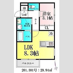 アプリーレ北仙台 1LDKの間取図画像