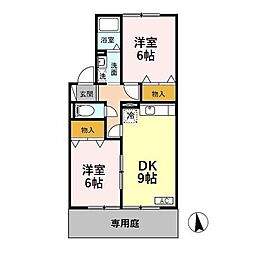 ブラン・セジュール 2DKの間取図画像
