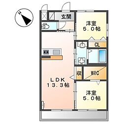 仮称)泉大津市千原町新築アパート 2LDKの間取図画像