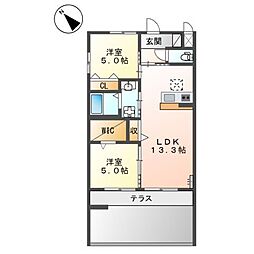 仮称)泉大津市千原町新築アパート 2LDKの間取図画像