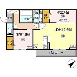 M・K・K 高峰町 2LDKの間取図画像