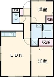 華秀ハイツ 2LDKの間取図画像