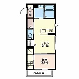 フォルトゥーナ東山 1LDKの間取図画像