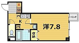 ベルフォーム平安 1Kの間取図画像