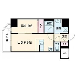 コンフォリア・リヴ北浜高麗橋 1LDKの間取図画像