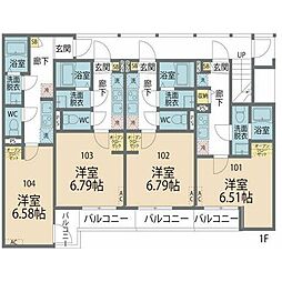 カインドネス本厚木ガーデンII 1Kの間取図画像