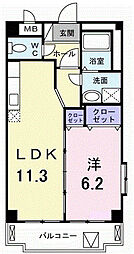 エクセレント・盛 1LDKの間取図画像