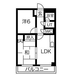 シャンポール鶴見 2LDKの間取図画像