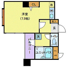 ベルシティ五橋 ワンルームの間取図画像
