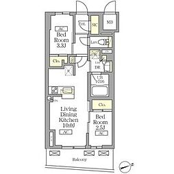 テラス北千住 2LDKの間取図画像