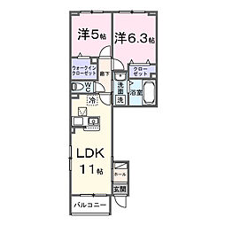 ア コート デ パルク 2LDKの間取図画像