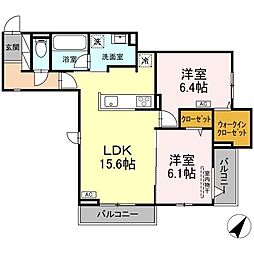 TORISIA向中野2丁目 2LDKの間取図画像