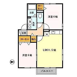 セジュールしろがね 2LDKの間取図画像