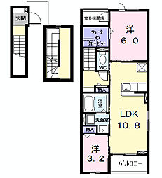 レントンハウス 2LDKの間取図画像